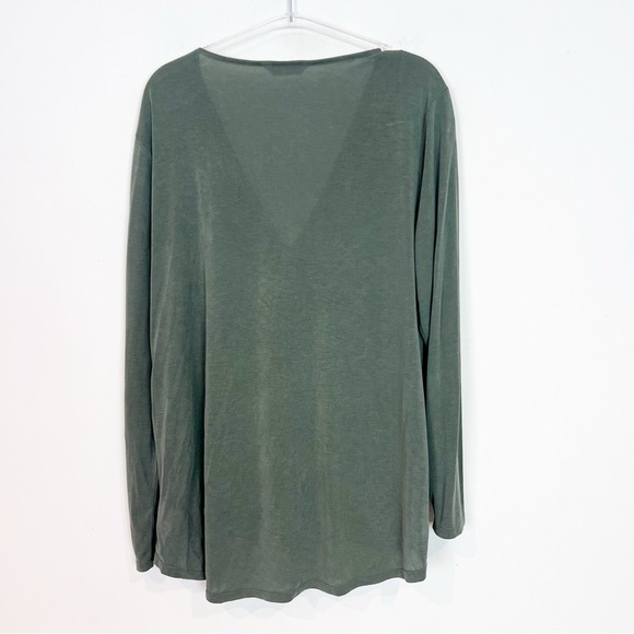 LUCKY BRAND OLIVE GREEN SURPLICE FRONT LONG SLEEVE SHIRT WOMENS SZ LARGE - Picture 6 of 10
